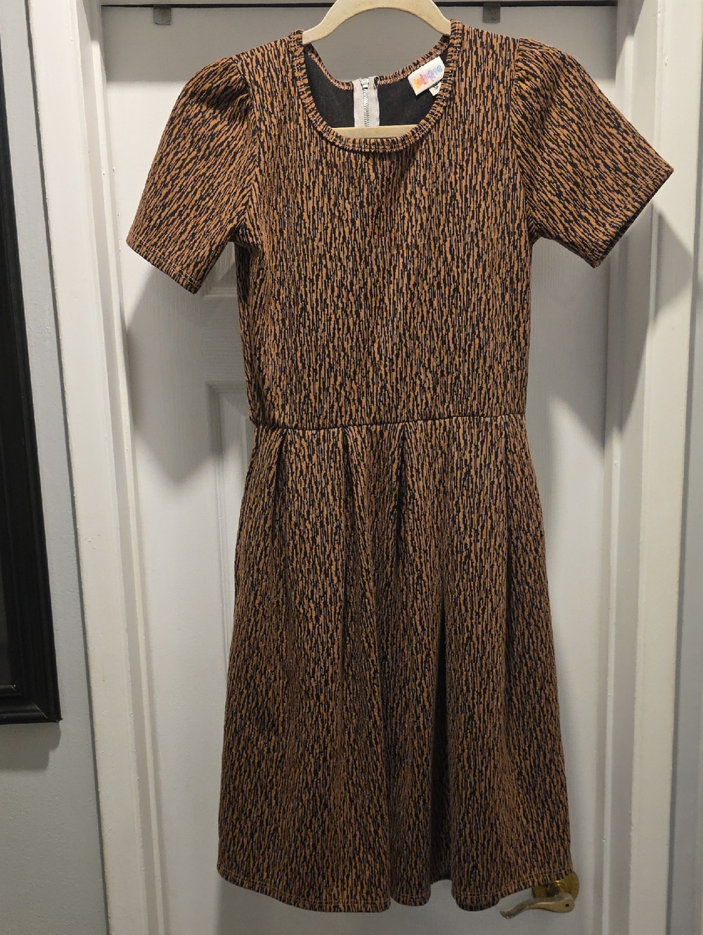 LuLaRoe Brown Textured Fit-and-Flare Midi Dress